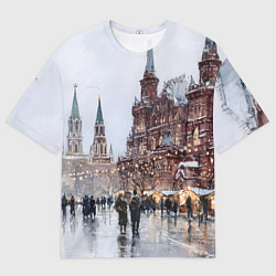 Футболка оверсайз женская Московский новогодний день, цвет: 3D-принт