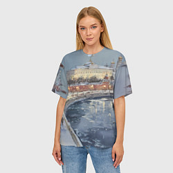 Футболка оверсайз женская Новогодние праздники в Москве, цвет: 3D-принт — фото 2