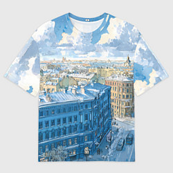 Женская футболка оверсайз Зимний утренний Питер