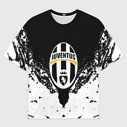 Женская футболка оверсайз Ювентус краски всплеск текстура