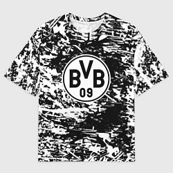 Женская футболка оверсайз Боруссиа белые краски