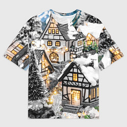 Футболка оверсайз женская Объемные новогодние дома, цвет: 3D-принт