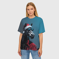 Футболка оверсайз женская Лошадь в новогоднем стиле, цвет: 3D-принт — фото 2