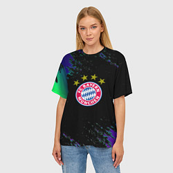 Футболка оверсайз женская Бавария Мюнхен краски текстура, цвет: 3D-принт — фото 2