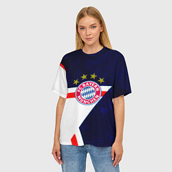 Футболка оверсайз женская Бавария звезды геометрия, цвет: 3D-принт — фото 2