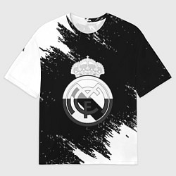 Футболка оверсайз женская Реал Мадрид черно белые краски, цвет: 3D-принт