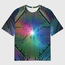 Женская футболка оверсайз Линейная графика