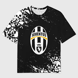 Женская футболка оверсайз Ювентус черепа краски