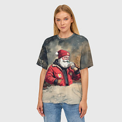Футболка оверсайз женская Санта с капучино, цвет: 3D-принт — фото 2
