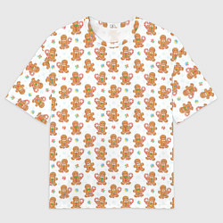 Женская футболка оверсайз Имбирные человечки и карамельные трости
