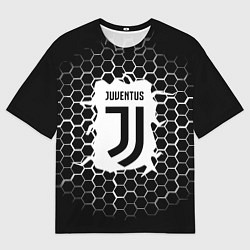 Женская футболка оверсайз Juventus соты текстура краски