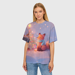Футболка оверсайз женская Лисичка Новый год, цвет: 3D-принт — фото 2