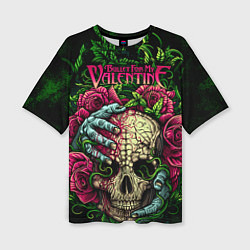 Женская футболка оверсайз BFMV: Roses Skull