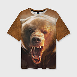 Женская футболка оверсайз Рык медведя