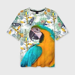 Женская футболка оверсайз Летний попугай