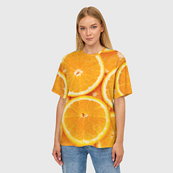 Футболка оверсайз женская Апельсин, цвет: 3D-принт — фото 2