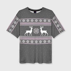 Женская футболка оверсайз Узор с оленями