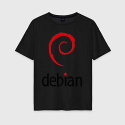 Футболка оверсайз женская Debian, цвет: черный