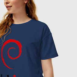 Футболка оверсайз женская Debian, цвет: тёмно-синий — фото 2