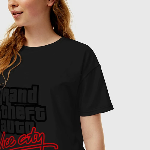 Женская футболка оверсайз GTA Vice City / Черный – фото 3