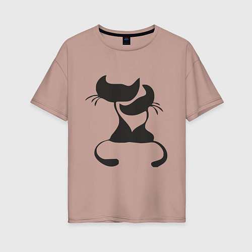 Женская футболка оверсайз Кошки LOVE / Пыльно-розовый – фото 1