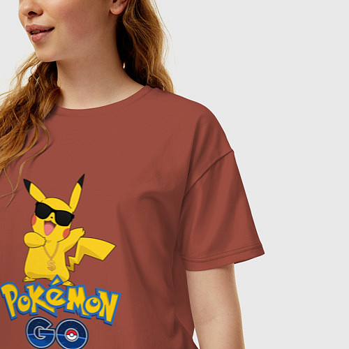 Женская футболка оверсайз Pokemon GO / Кирпичный – фото 3