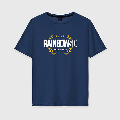 Женская футболка оверсайз Rainbow six | Siege : Pro league (white) / Тёмно-синий – фото 1