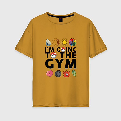 Женская футболка оверсайз Pokemon Im going to the gym (black) / Горчичный – фото 1