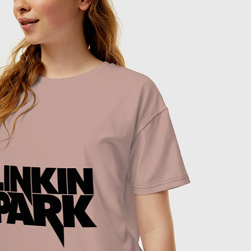 Женская футболка оверсайз Linkin Park / Пыльно-розовый – фото 3
