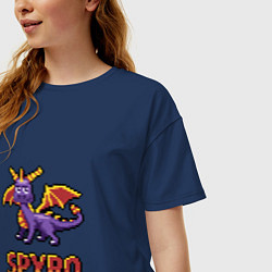 Футболка оверсайз женская Spyro: 8 bit, цвет: тёмно-синий — фото 2