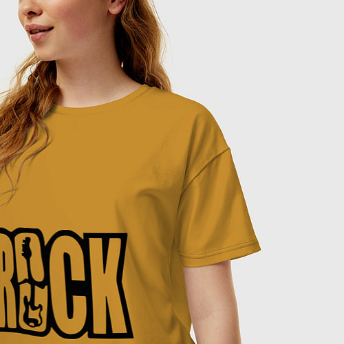Женская футболка оверсайз Rock Logo / Горчичный – фото 3