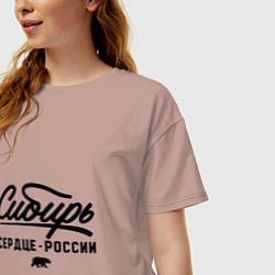 Футболка оверсайз женская Сибирь: cердце России, цвет: пыльно-розовый — фото 2