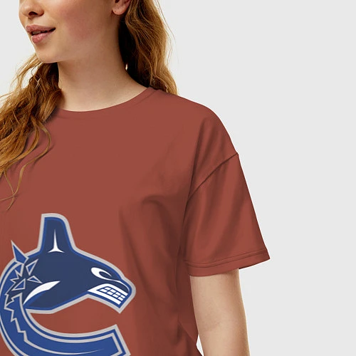 Женская футболка оверсайз Vancouver Canucks / Кирпичный – фото 3