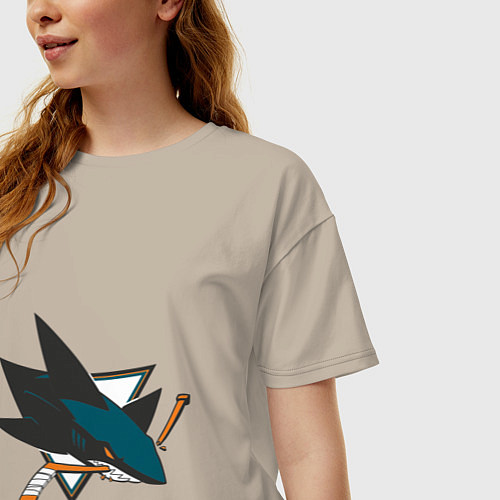 Женская футболка оверсайз San Jose Sharks / Миндальный – фото 3