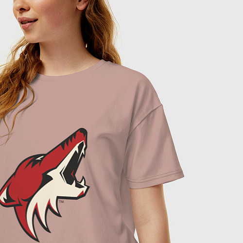 Женская футболка оверсайз Phoenix Coyotes / Пыльно-розовый – фото 3