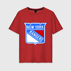 Футболка оверсайз женская New York Rangers, цвет: красный