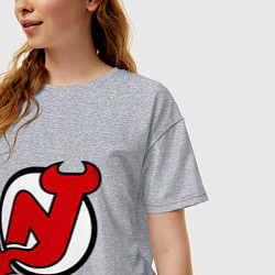 Футболка оверсайз женская New Jersey Devils, цвет: меланж — фото 2