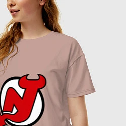 Футболка оверсайз женская New Jersey Devils, цвет: пыльно-розовый — фото 2