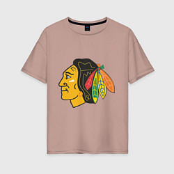 Футболка оверсайз женская Chicago Blackhawks, цвет: пыльно-розовый