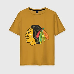 Футболка оверсайз женская Chicago Blackhawks, цвет: горчичный