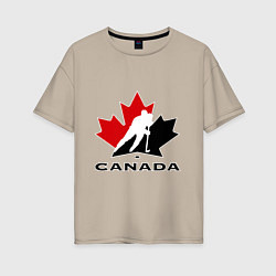 Футболка оверсайз женская Canada, цвет: миндальный