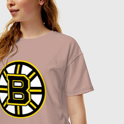 Футболка оверсайз женская Boston Bruins, цвет: пыльно-розовый — фото 2