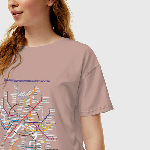 Женская футболка оверсайз Moscow Metro / Пыльно-розовый – фото 3