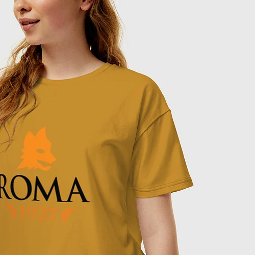 Женская футболка оверсайз AS Roma 1927 / Горчичный – фото 3