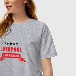 Футболка оверсайз женская Liverpool is our religion, цвет: меланж — фото 2
