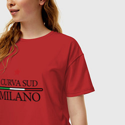 Футболка оверсайз женская Curva Sud: Milano FC, цвет: красный — фото 2