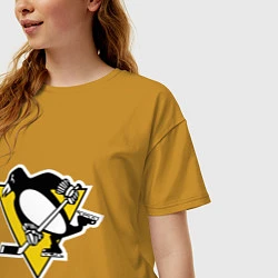 Футболка оверсайз женская Pittsburgh Penguins: Malkin 71, цвет: горчичный — фото 2