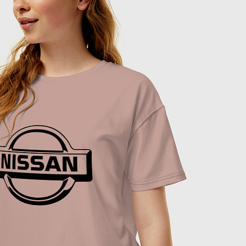 Женская футболка оверсайз Nissan club / Пыльно-розовый – фото 3