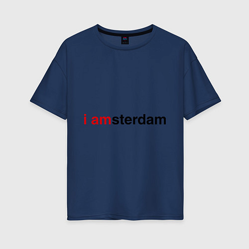 Женская футболка оверсайз I amsterdam / Тёмно-синий – фото 1