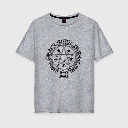 Женская футболка оверсайз Hellsing Pentagram / Меланж – фото 1